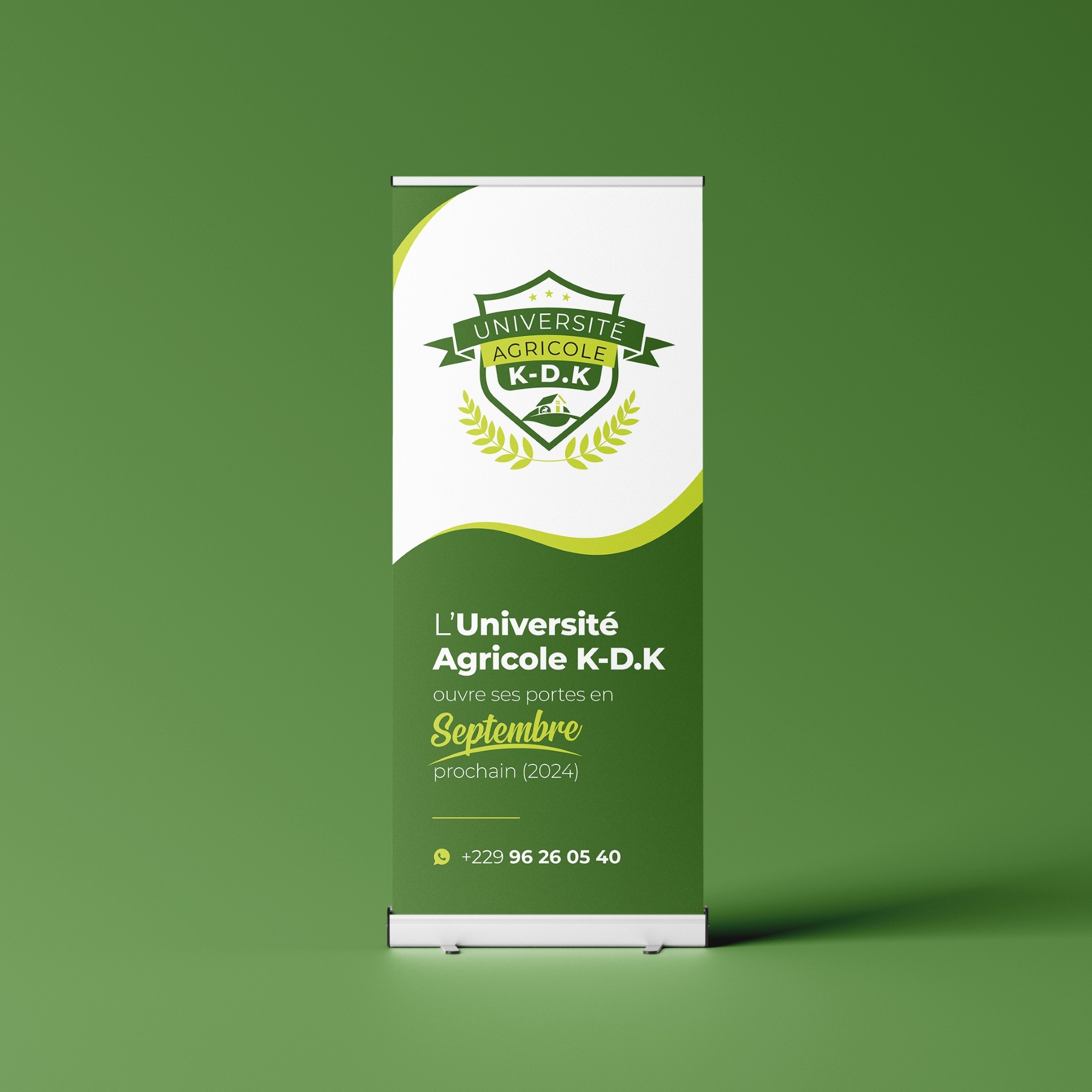 Roll-up de bienvenue pour l'Université Agricole K-D.K