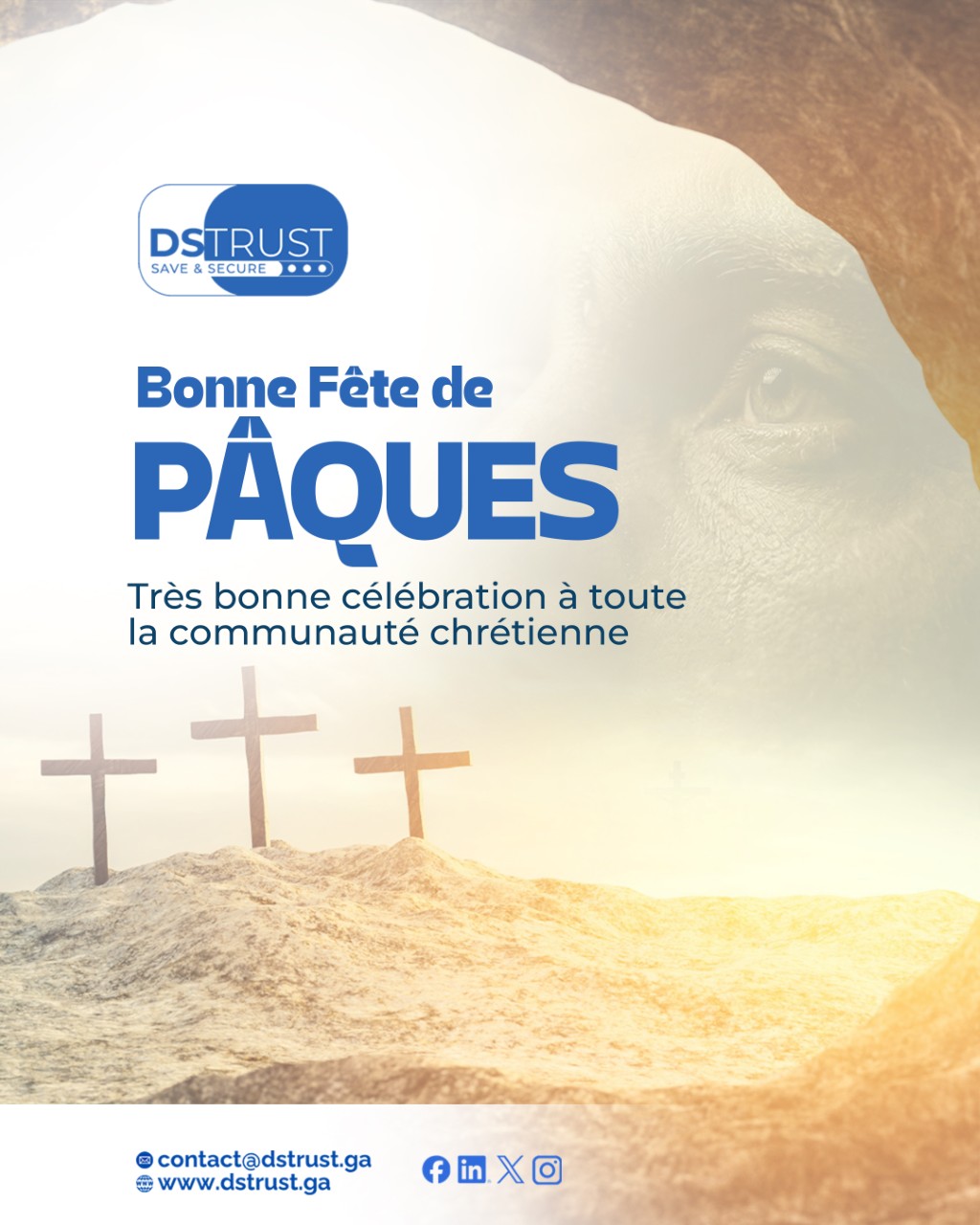 Affiche de Pâques avec croix sur fond lumineux