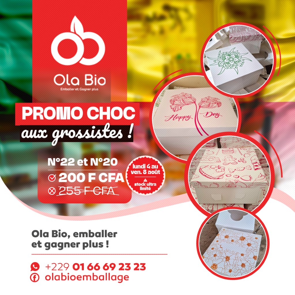 Promotion Ola Bio sur les emballages pour grossistes