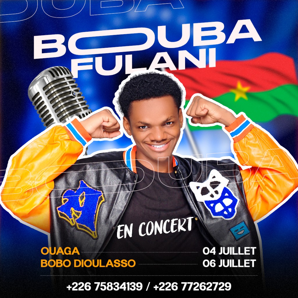 Affiche musicale de Bouba Fulani avec micro et portrait