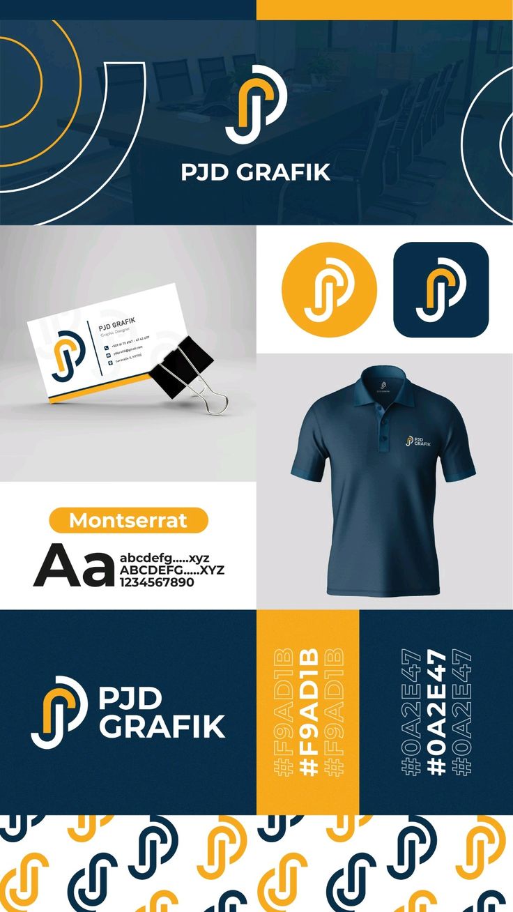 Planche de branding PJD Graphik avec logo et supports